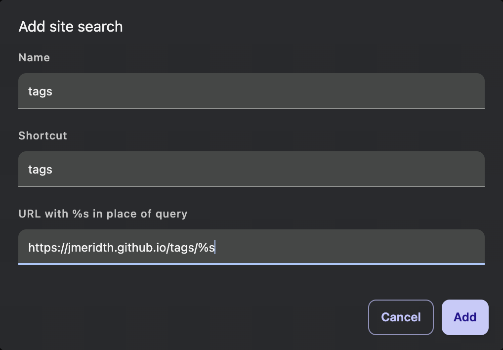 Chromium Search Engine Tags
